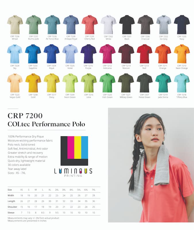 Dry Pique Round Neck T shirts Luminous Printing