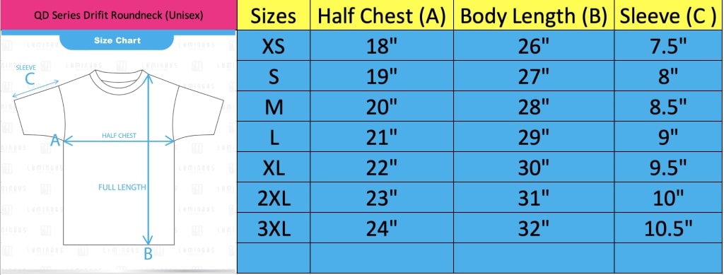 Unisex dri fit shirt hotsell size chart